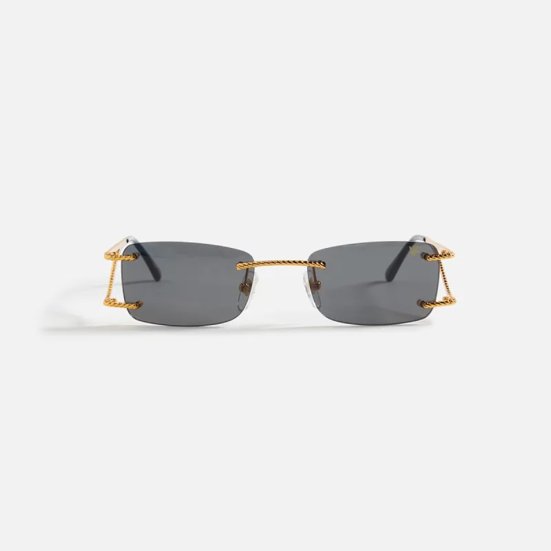 Vintage Frames Wall Street 24KT Gold Sunglasses - Black Solid sold by Kith