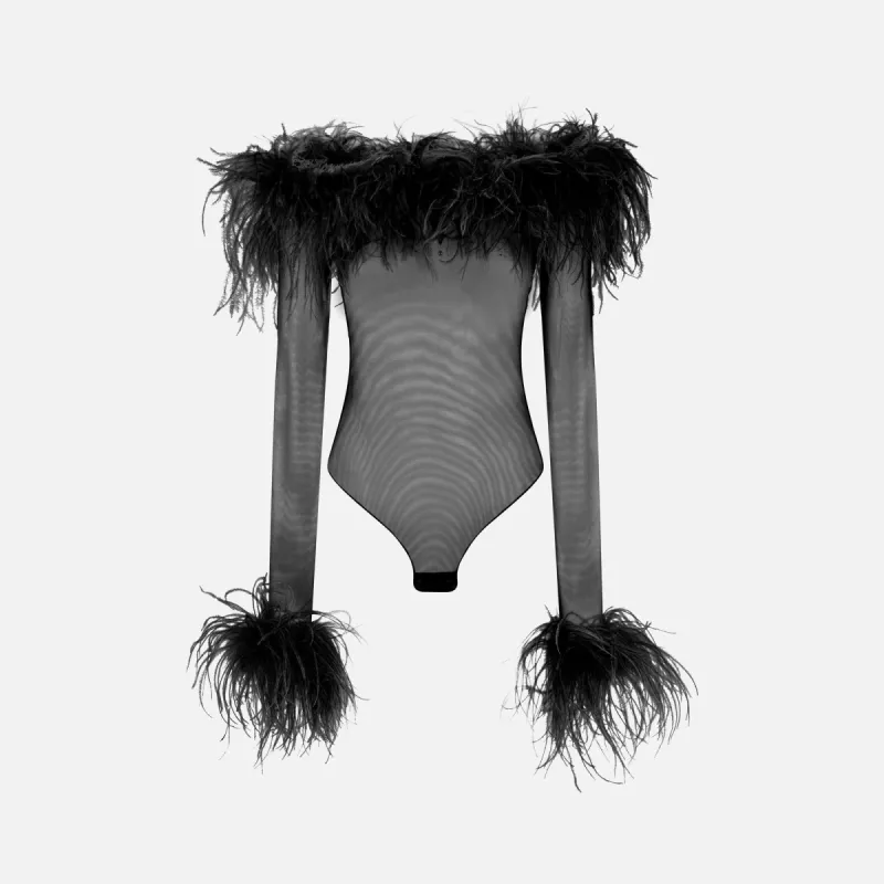 Oseree Plumage Bodysuit - Black sold by Kith