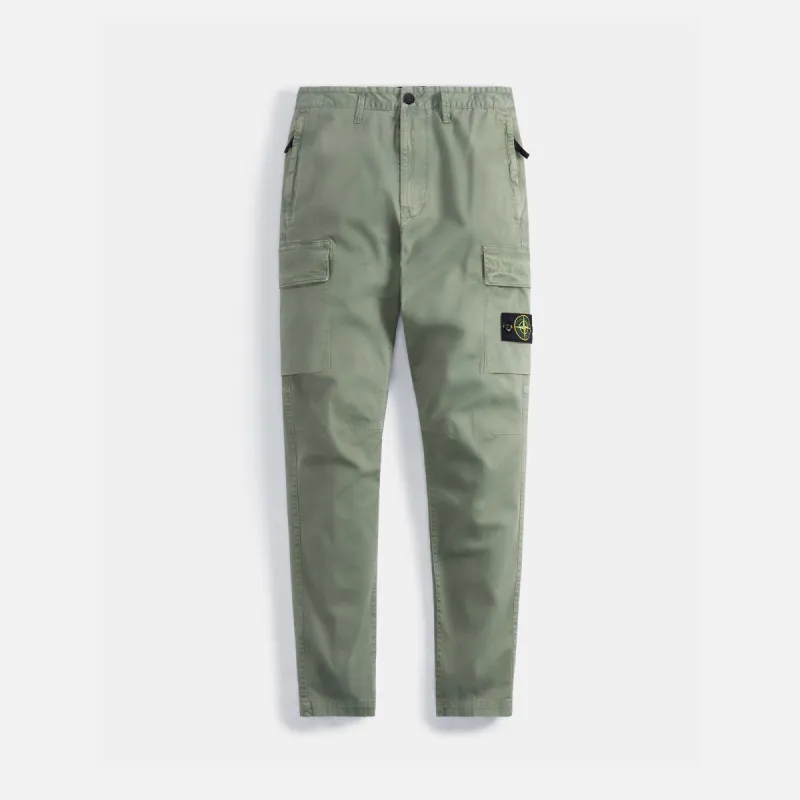 Stone Island Stretch Cotton Wool Satin Garment Dyed Cargo Pant - Sage sold by Kith