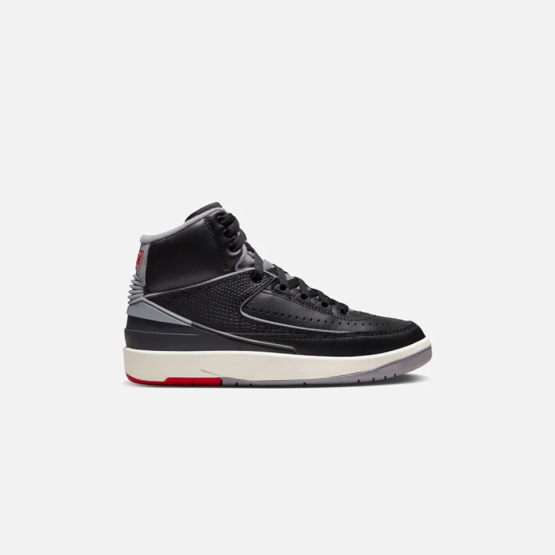 Nike GS Air Jordan 2 Retro - Black / Cement Grey / Fire Red / Sail sold by Kith