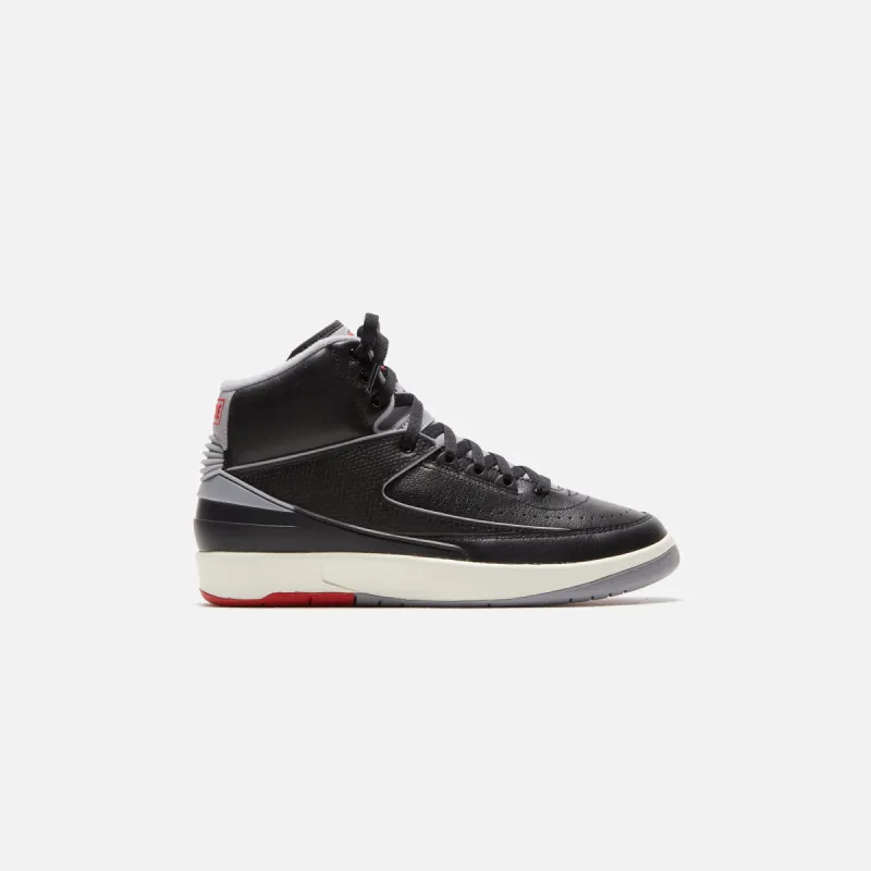 Nike Air Jordan 2 Retro - Black / Cement Grey / Fire Red / Sail sold by Kith
