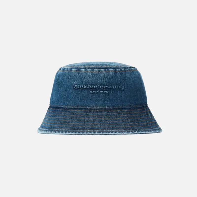 T by Alexander Wang Embossed Denim Bucket Hat - Deep Blue sold by Kith