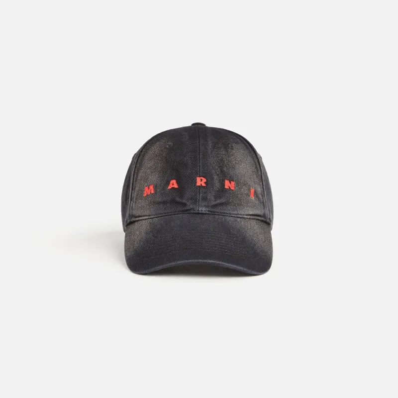 Marni Bleached Cotton Bull Denim Cap - Black made by Marni