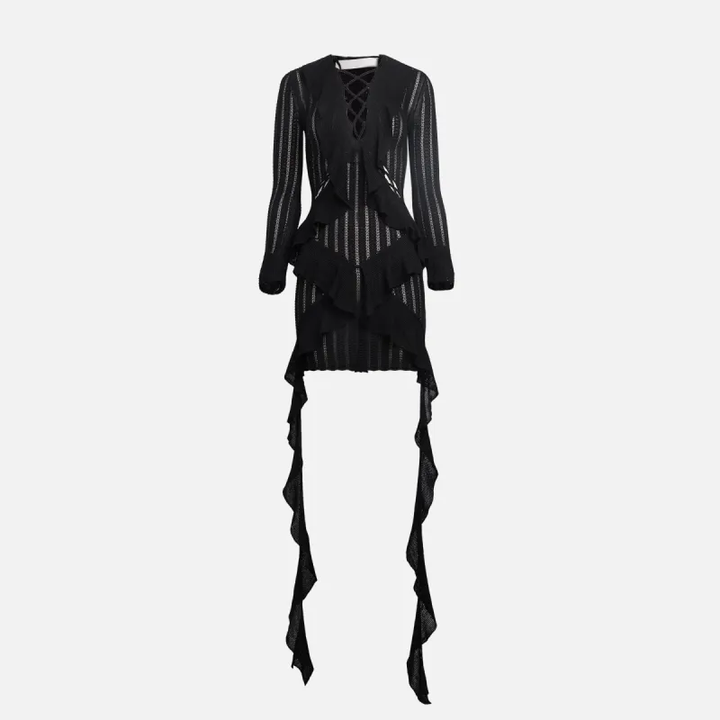 Dion Lee Snakeskin Ruddle Mini Dress - Black sold by Kith