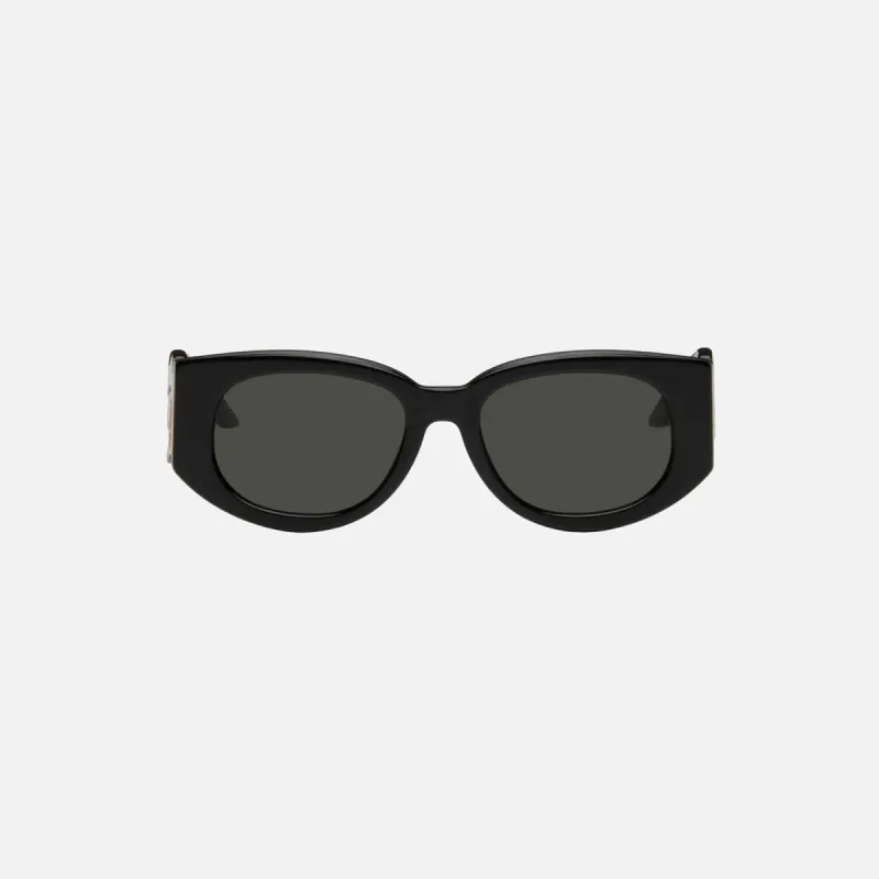 Casablanca Acetate & Metal Oval Wave Sunglasses - Black sold by Kith