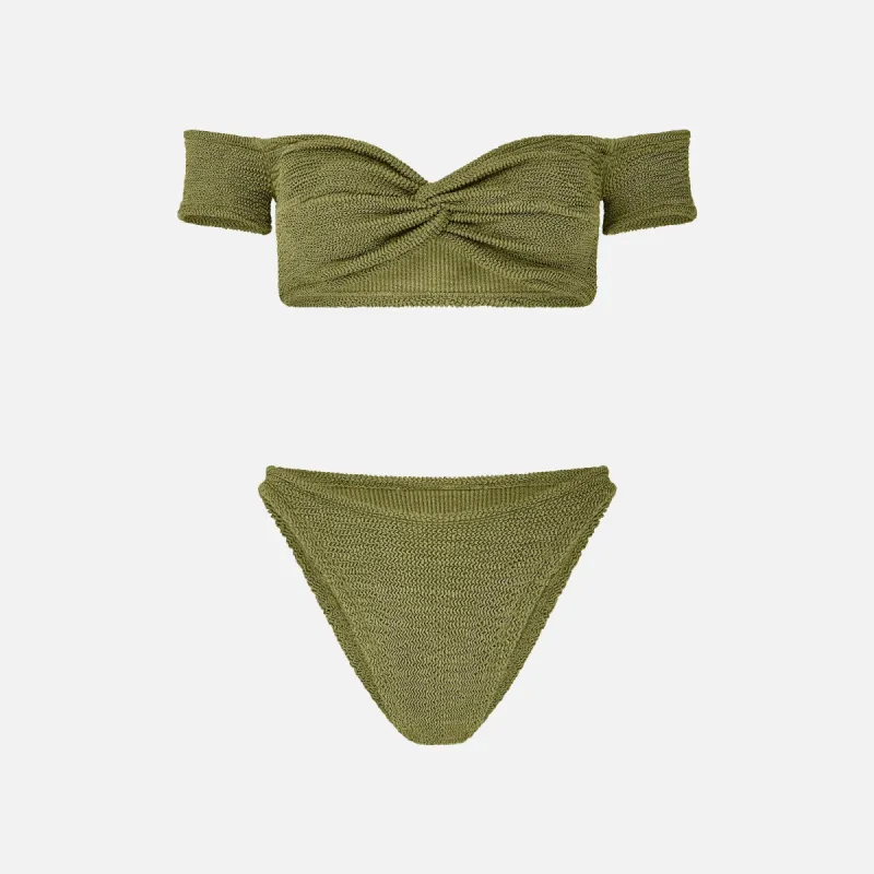Hunza G Brigette Bikini - Metallic Moss sold by Kith