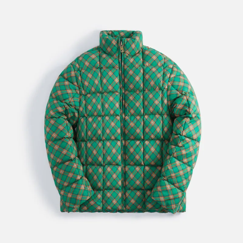 ERL Unisex Printed Quilted Puffer Woven - Green Plaid sold by Kith