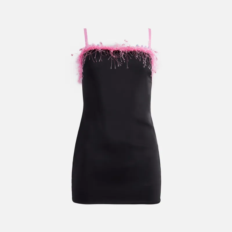 Danielle Guizio Satin Beaded Mini Dress - Black sold by Kith