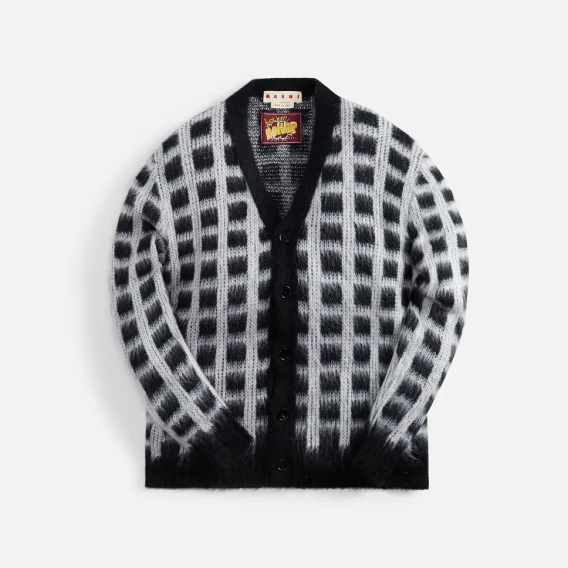 Marni Brushed Check Fuzzy Wuzzy Cardigan - Black sold by Kith