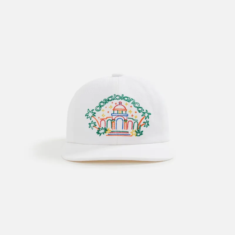 Casablanca Rainbow Crayon Temple Embroidered Cap - White Twill sold by Kith