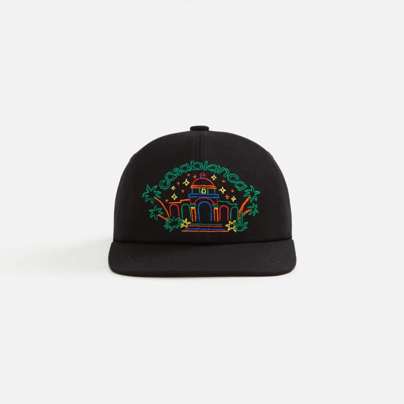 Casablanca Rainbow Crayon Temple Embroidered Cap - Black Twill sold by Kith