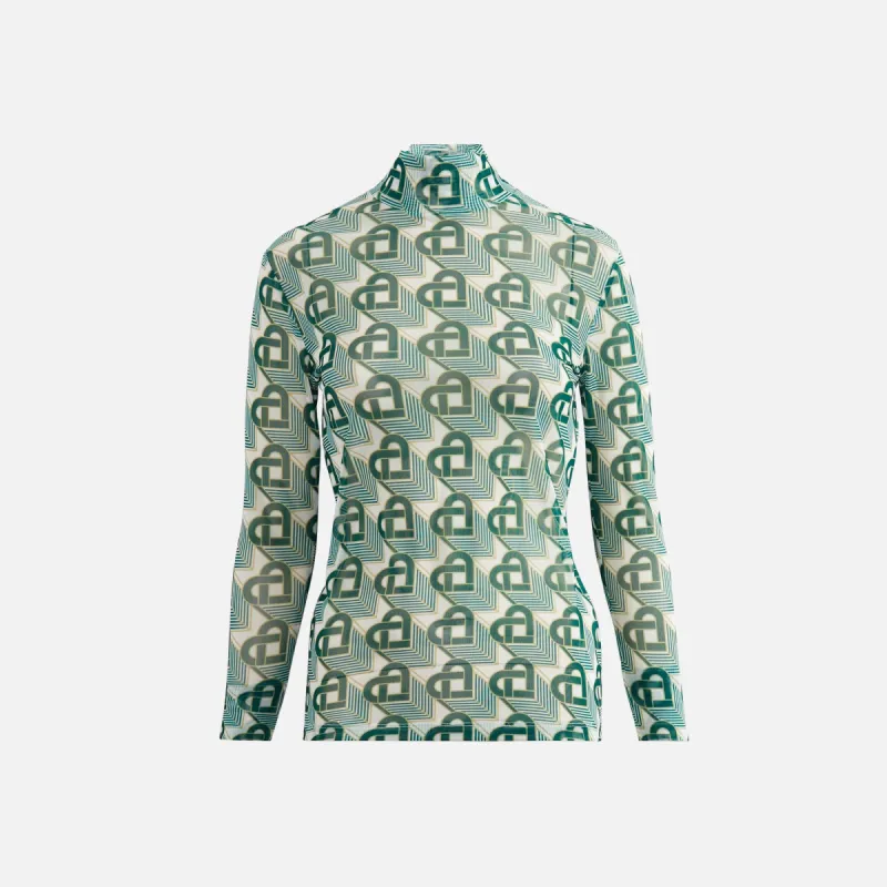 Casablanca Heart Monogram Mesh Top - Green sold by Kith