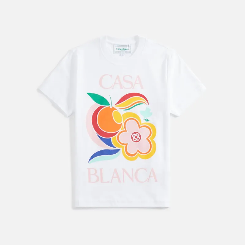 Casablanca Fleurs Printed Fitted Tee - White sold by Kith
