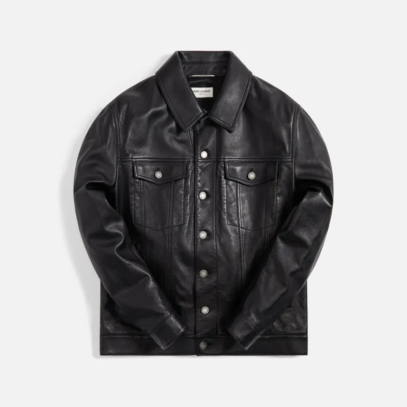 Saint Laurent Denim Jacket Leather - Black sold by Kith