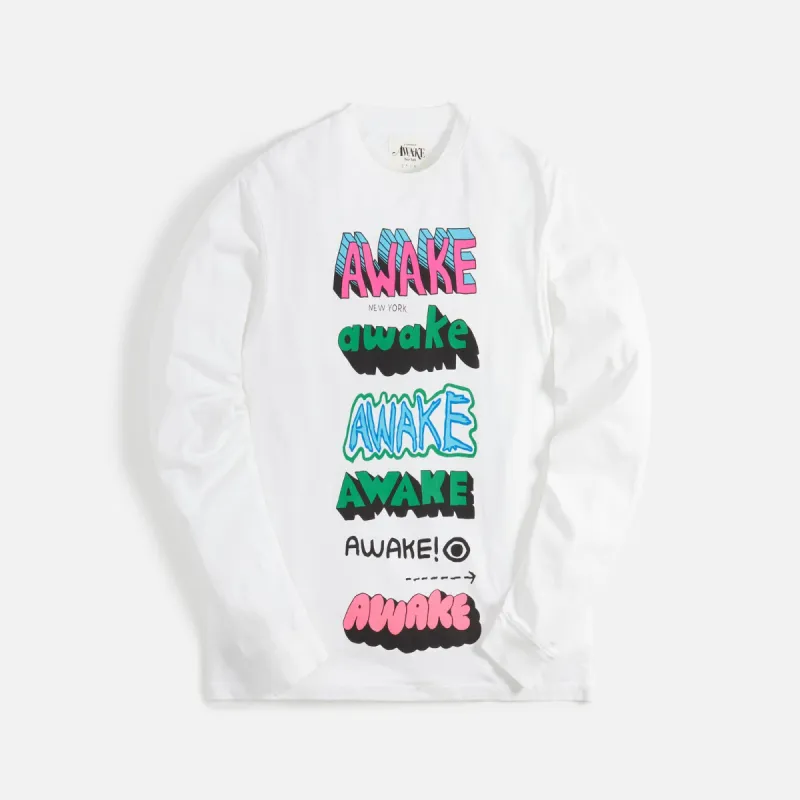 Awake x Stefan Meier Printed Long Sleeve Tee - White made by Awake
