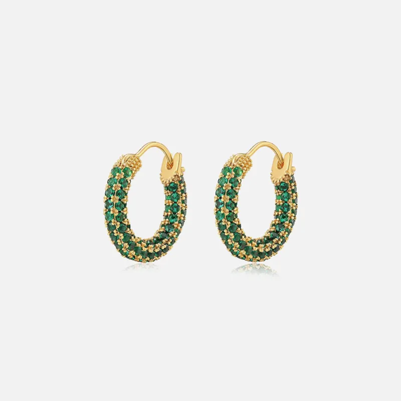 Luv AJ Pave Amalfi Huggies - Emerald Green / Gold sold by Kith