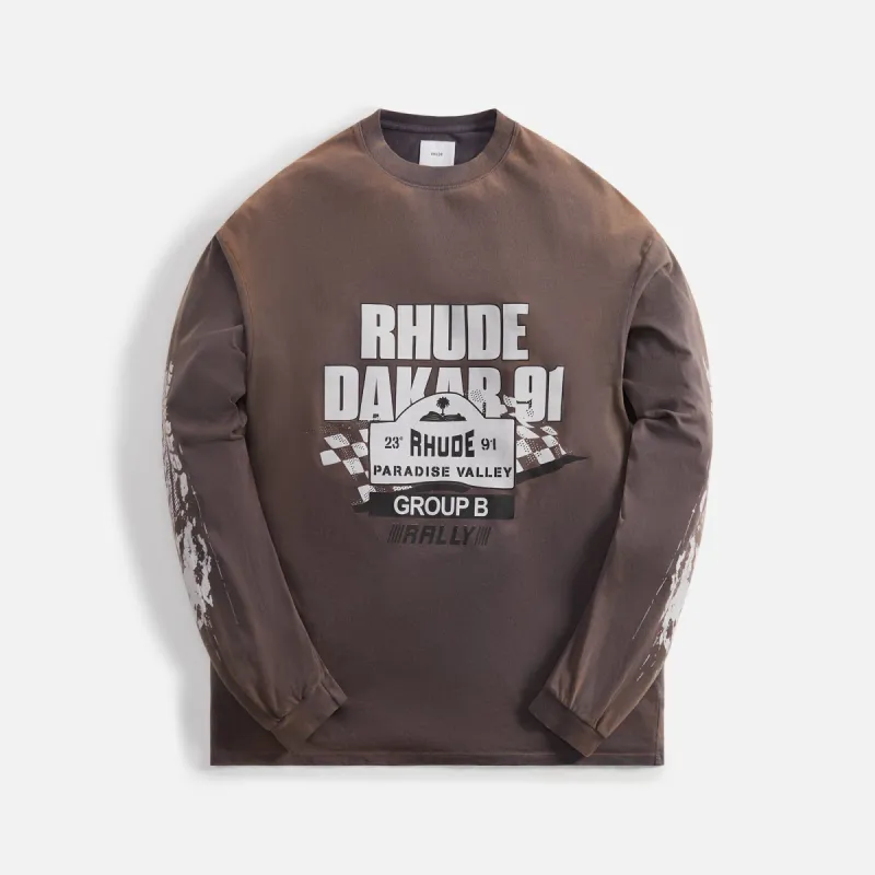Rhude Dakar 91 Long Sleeve Tee - Vintage Grey sold by Kith