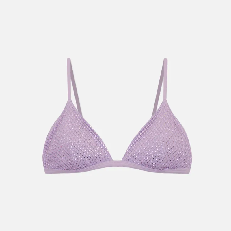 Jonathan Simkhai Joelle Crysal Mesh Swimwear Triangle Bikini Top - Orchid sold by Kith