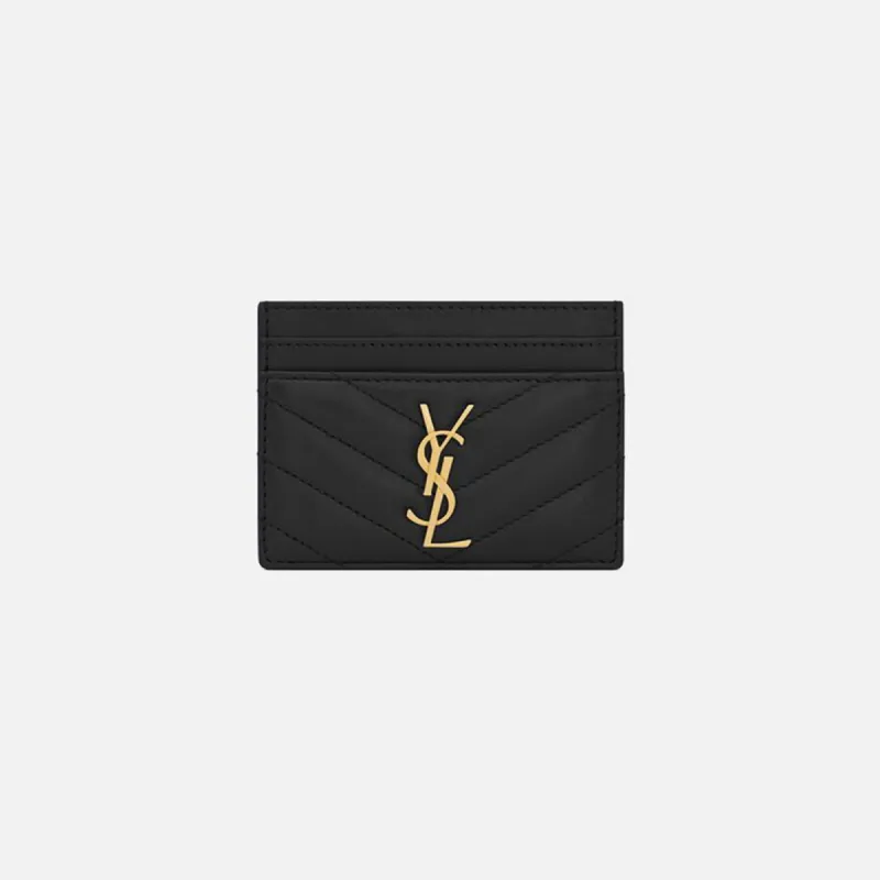 Saint Laurent Nappa Matelasse Credit Card Case - Black sold by Kith