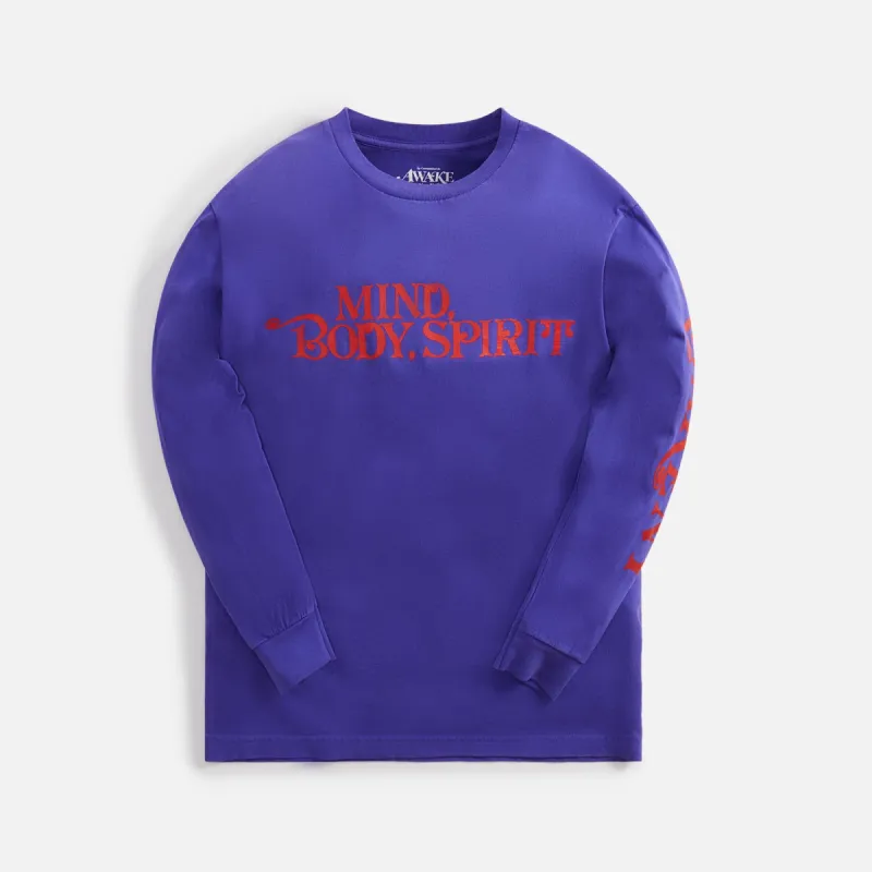 Awake NY Mind Body Spirit Printed Long Sleeve Tee - Purple sold by Kith