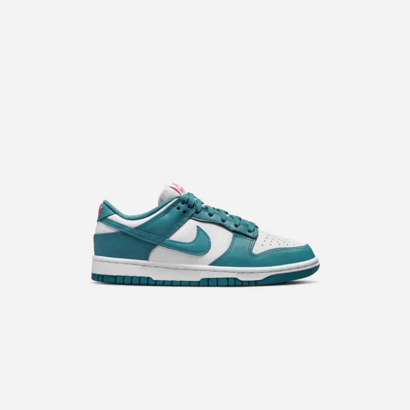 Nike WMNS Dunk Low - Teal / White / Pink sold by Kith
