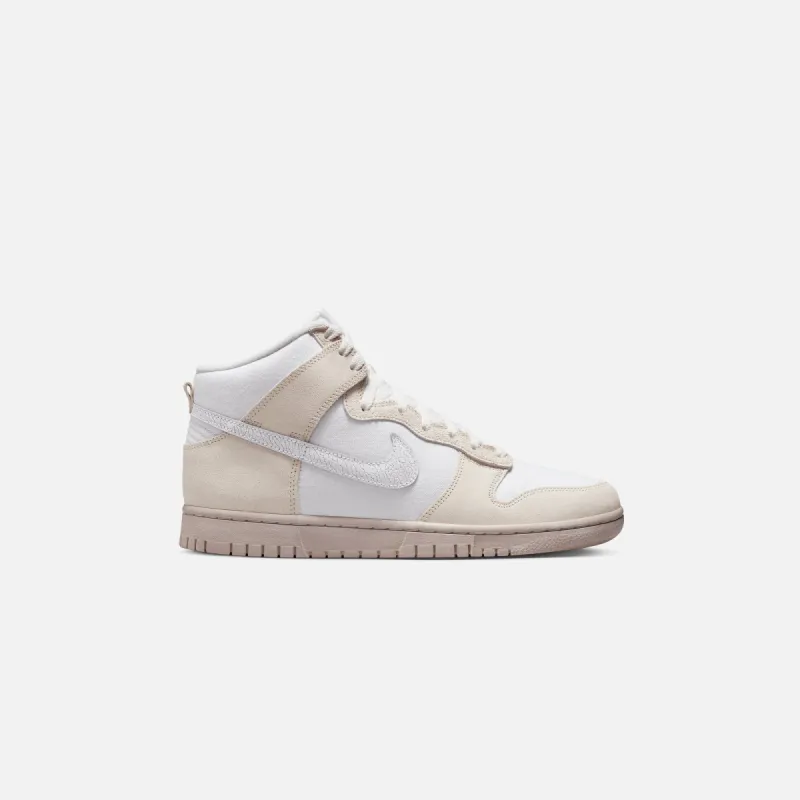 Nike Dunk Hi Retro PRM EMB - Summit White / Phantom / Pink Oxford sold by Kith