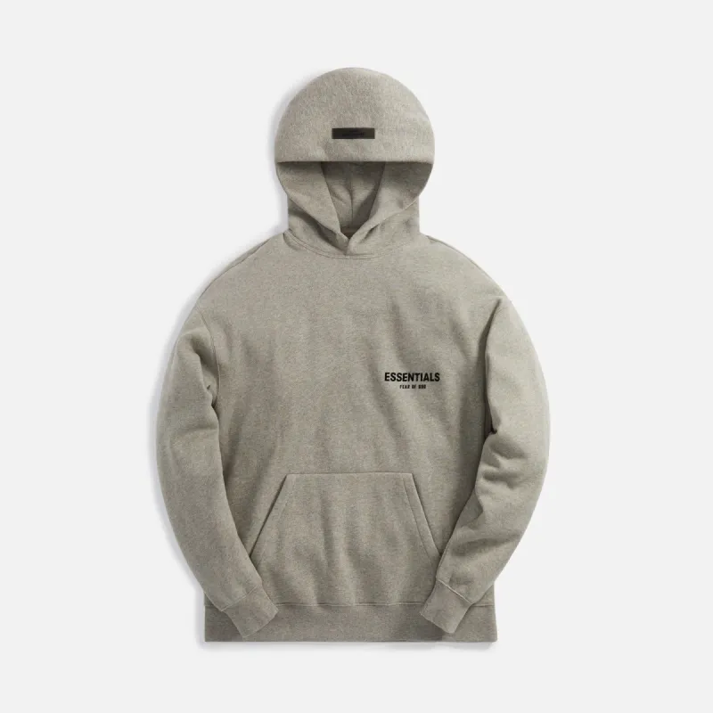 ESSENTIALS NYLON FLEECE HOODIE - DARK HEATHER OATMEAL