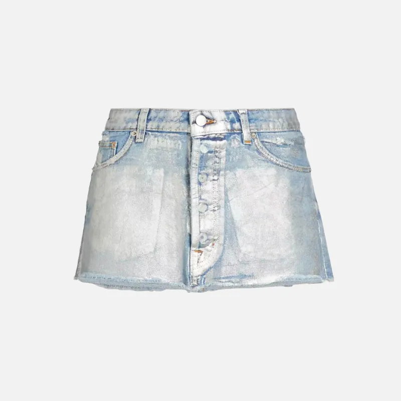 EB Denim Micro Mini Skirt - Silver Foil sold by Kith