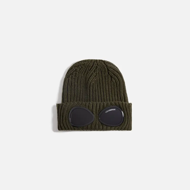 C.P. Company Extrafine Merino Wool Goggle Beanie - Olive made by C.P. Company