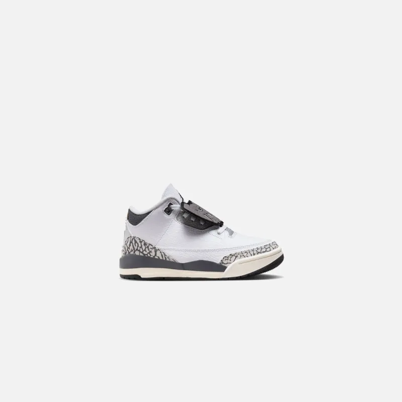 Nike PS Air Jordan 3 Retro HNS - White / Black Iron / Light Ash Grey sold by Kith