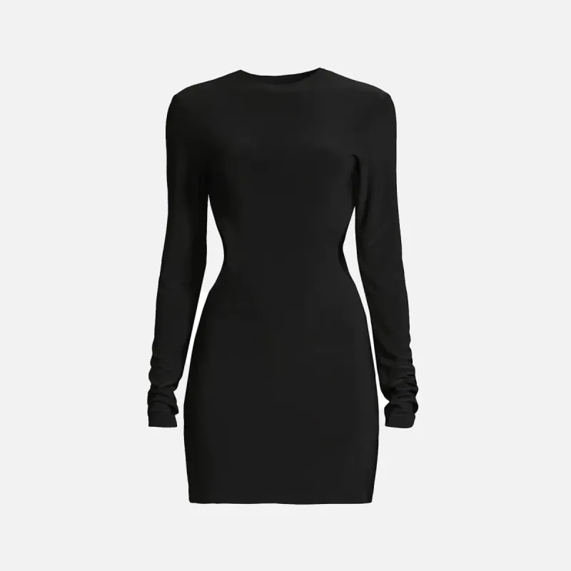 Norma Kamali Long Sleeve Mini Cut Out Dress - Black sold by Kith