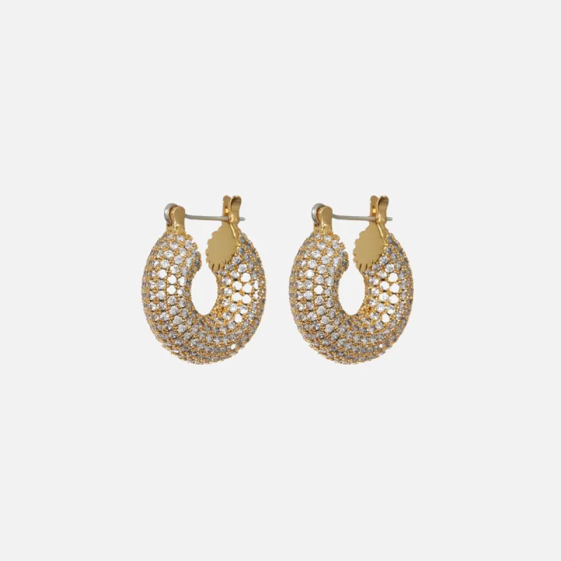 Luv AJ The Pave Mini Donut Hoop Earrings - Gold sold by Kith