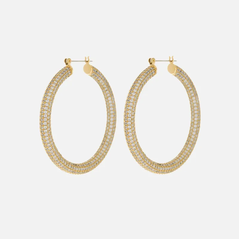 Luv AJ The Pave Amalfi Hoop Earrings - Gold sold by Kith