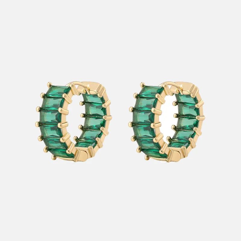 Luv AJ Emerald Ballier Huggie Hoop Earrings - Emerald Green / Gold sold by Kith