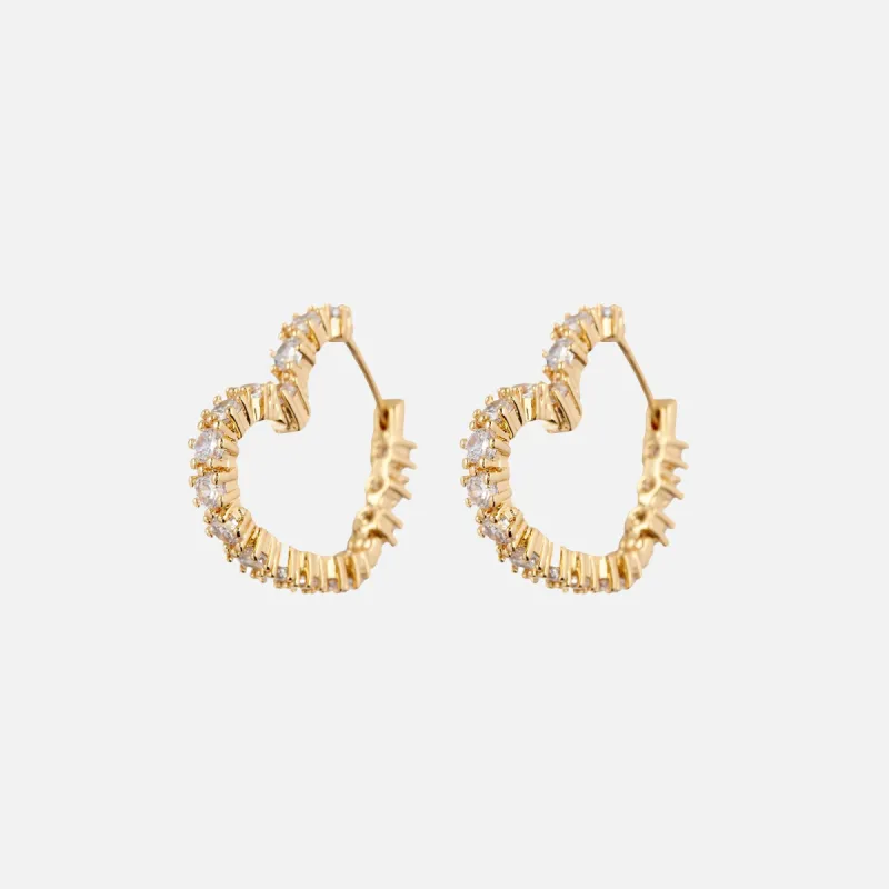 Luv AJ Diamond Heart Bijoux Hoop Earrings - Gold sold by Kith