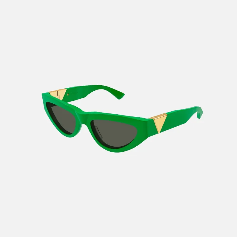 Bottega Veneta Rounded Acetate Cat Eye Sunglasses - Green w/ Gold Detail sold by Kith