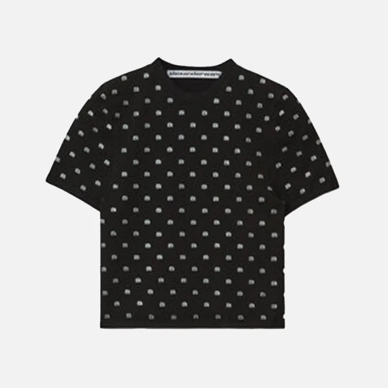 Alexander Wang Crystal Logo Tee - Black sold by Kith