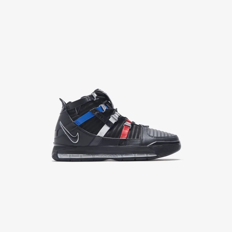Nike Zoom LeBron III QS - Black / Metallic Silver / University Red sold by Kith