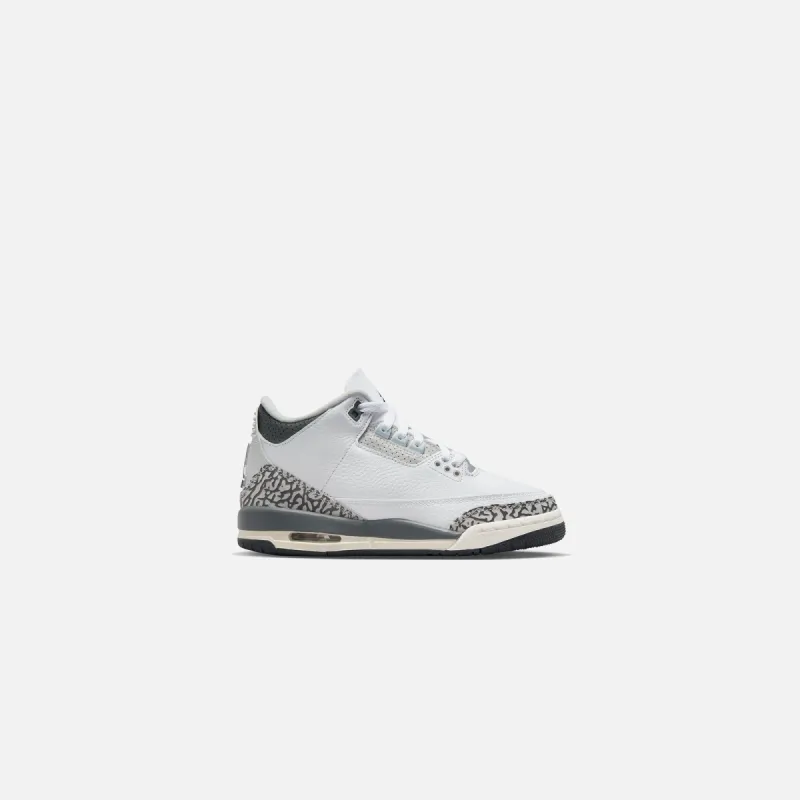 Nike GS Air Jordan 3 Retro HNS - White / Black Iron / Light Ash Grey sold by Kith