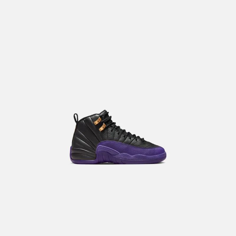 Nike GS Air Jordan 12 Retro - Black / Field Purple / Metallic Gold sold by Kith