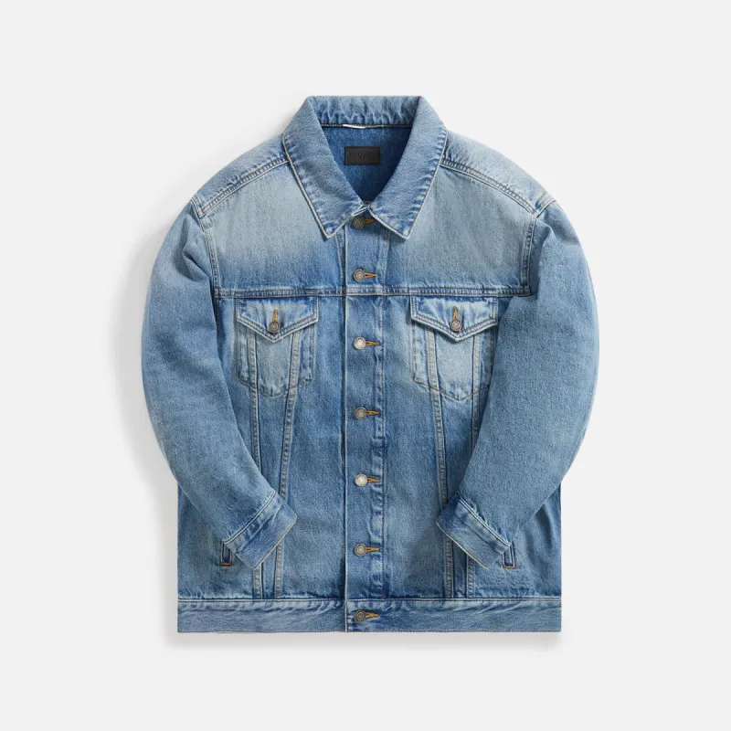 Saint Laurent Egg Shape Denim Jacket Plain - Lake Medium Blue sold by Kith