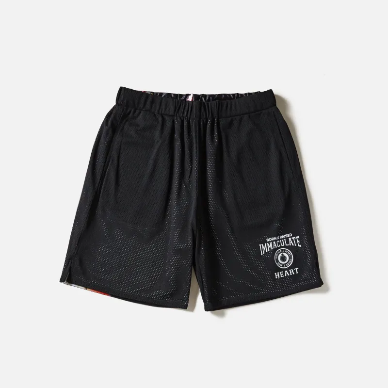 Born x Raised BXR Immaculate Heart Rev Shorts - Black / Multi sold by Kith