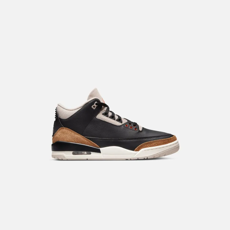 Nike Air Jordan 3 Retro - Black / Rush Orange / Fossil Stone / Sail sold by Kith