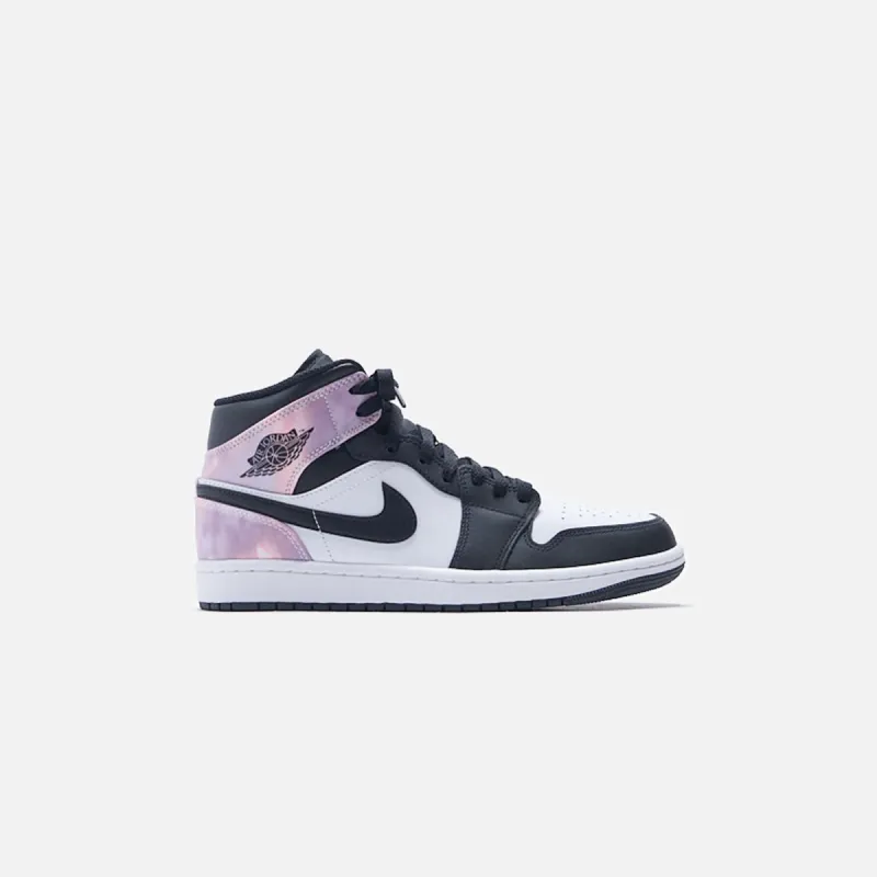 Nike Air Jordan 1 Mid SE - Black / White / Amethyst Wave / Bleached Coral sold by Kith
