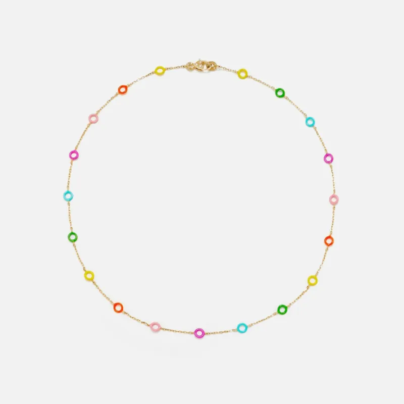 Yvonne Leon Collier Donuts Rainbow OJ Multi Donut Neclace - Yellow Gold / Rainbow made by Kith