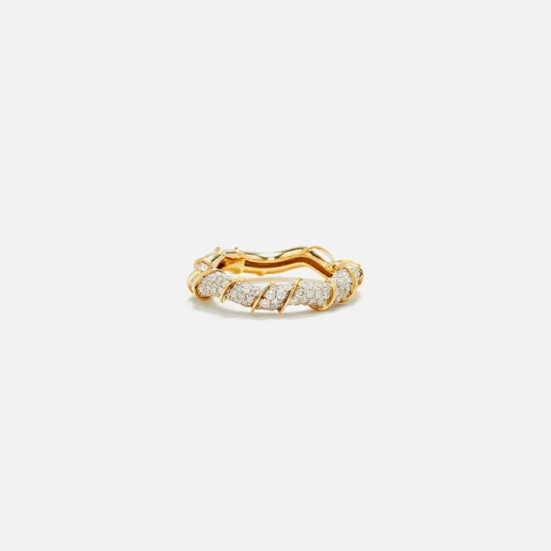 Yvonne Leon Bague Twistee Diamants OJ Twist Ring - Yellow Gold sold by Kith