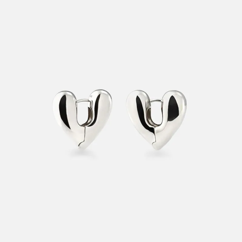Annika Inez Large Heart Hoops - Silver sold by Kith