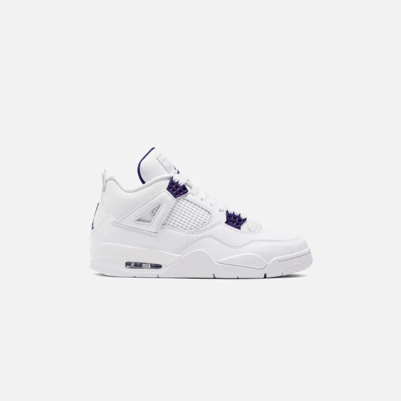 Nike Air Jordan 4 Retro - White / Court Purple / Metallic Silver sold by Kith