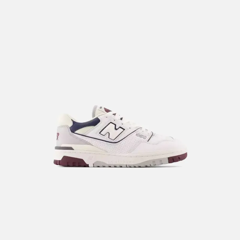 New Balance 550 - White / Natural Indigo / Burgundy sold by Kith
