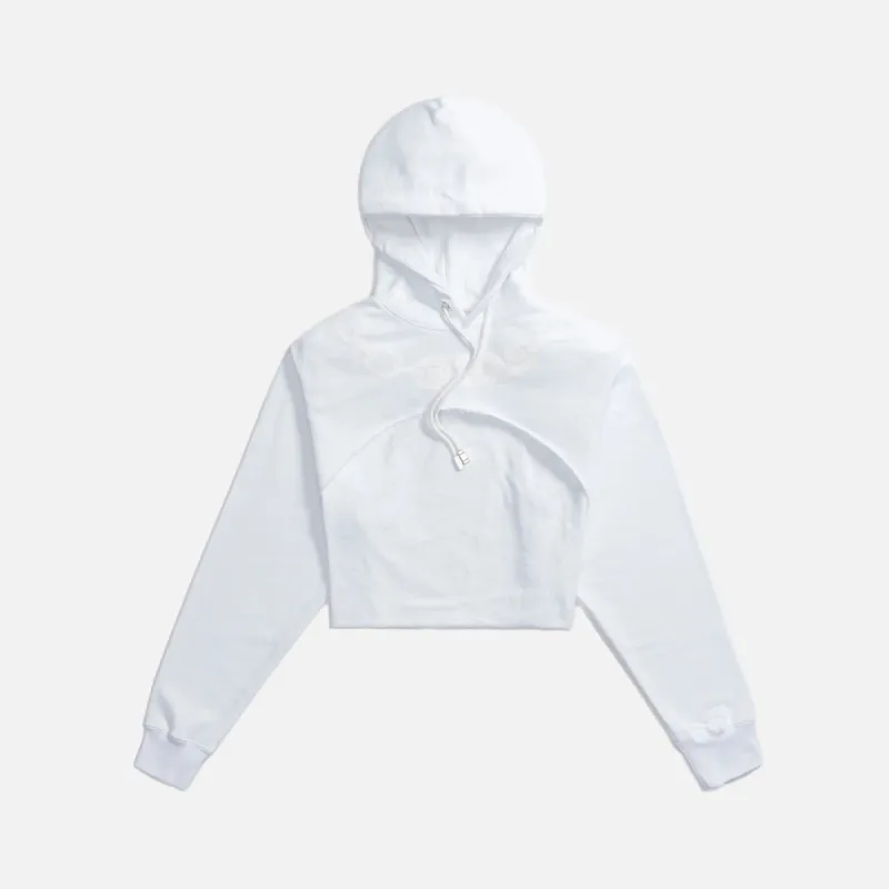 GCDS Crop Oblo Hoodie - White sold by Kith